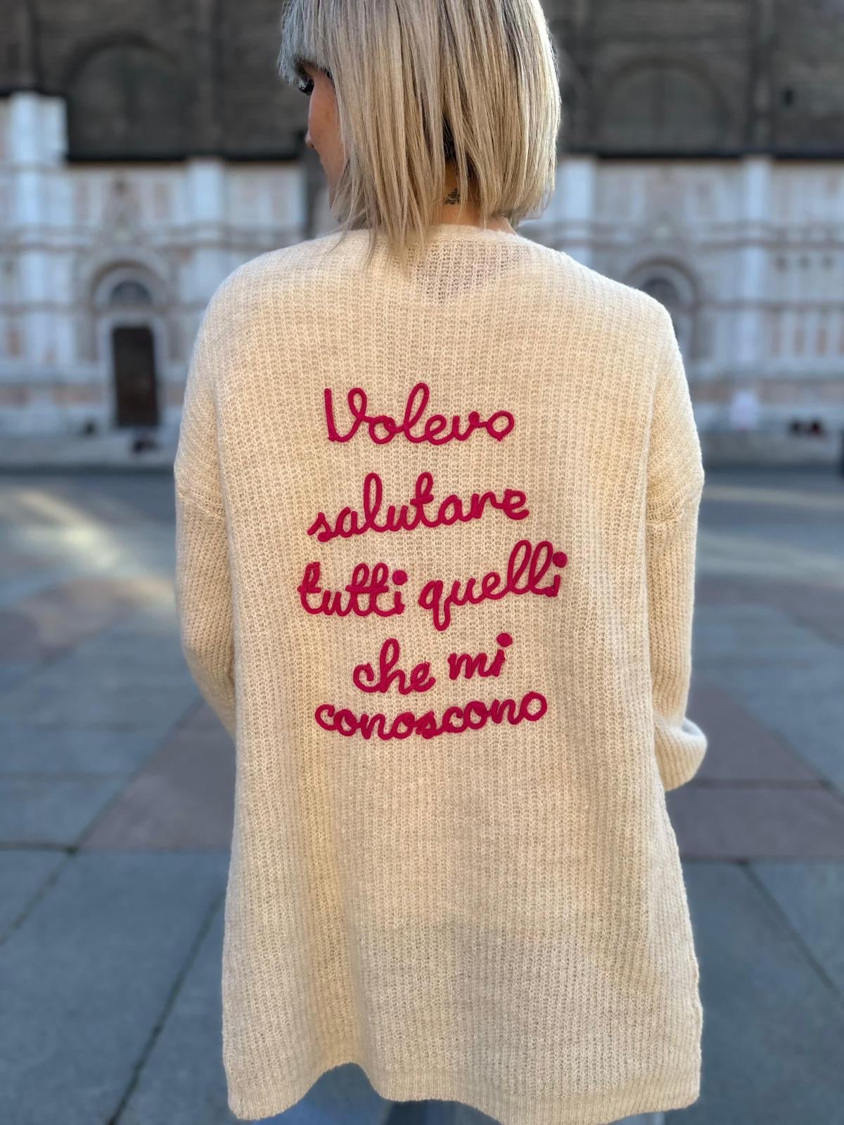Cardigan Volevo salutare tutti quelli che mi conoscono - Carlo Deni