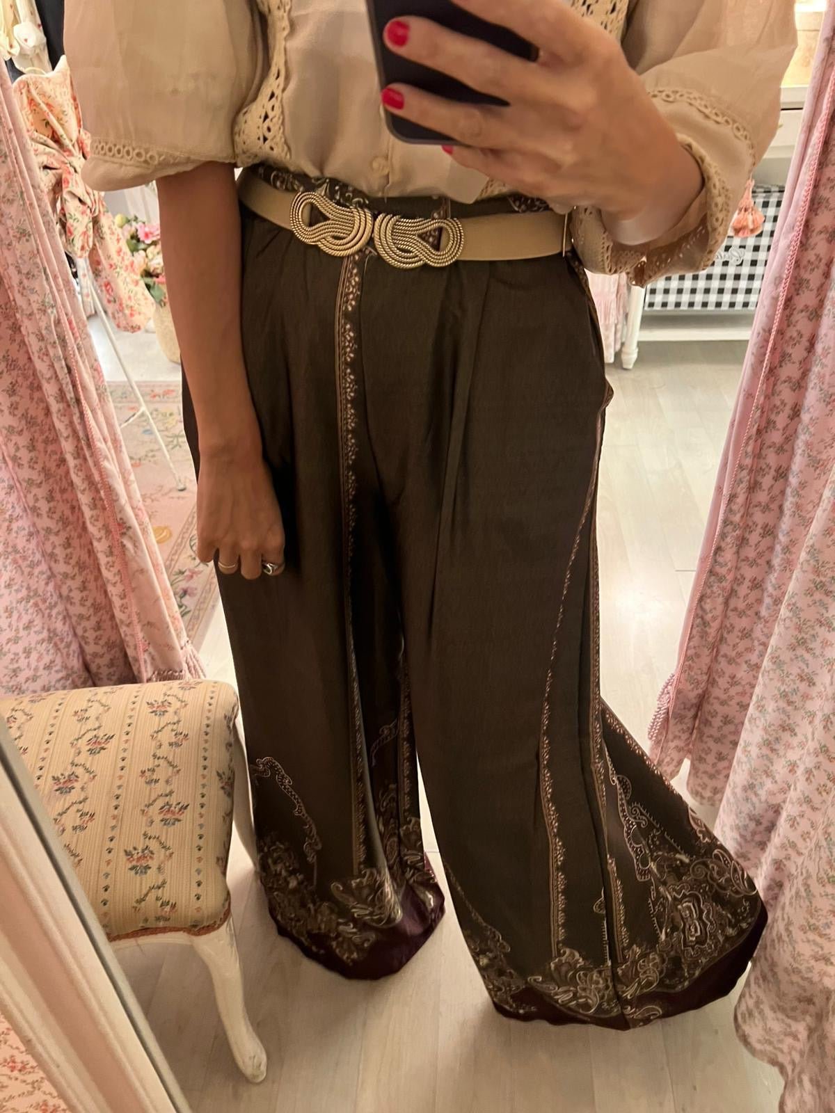 Pantalone in raso fluido fantasia - Carlo Deni