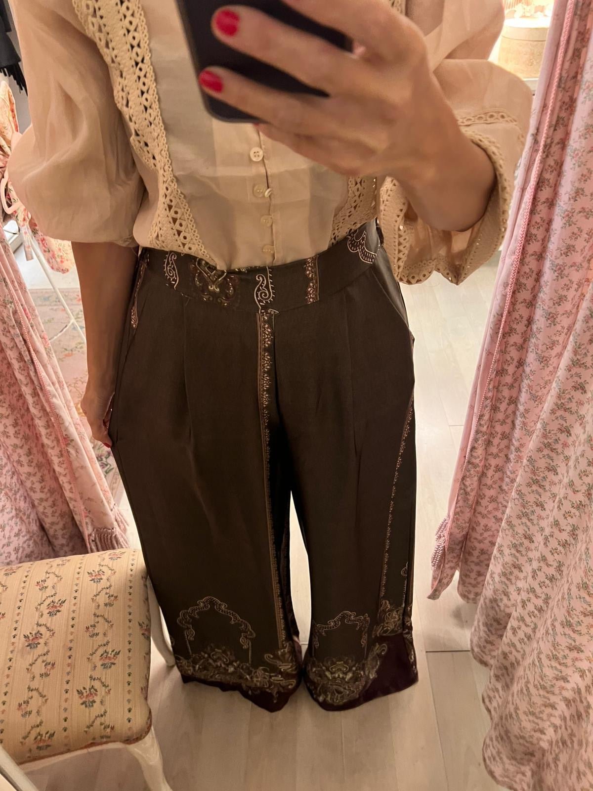 Pantalone in raso fluido fantasia - Carlo Deni