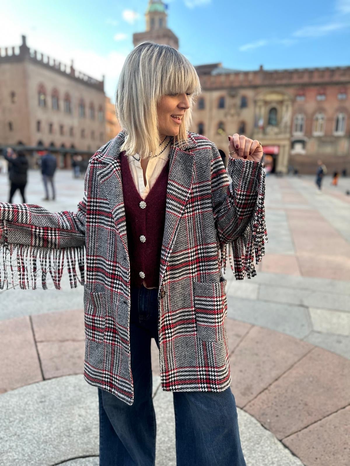 Cappotto Aspen check grigio - Carlo Deni