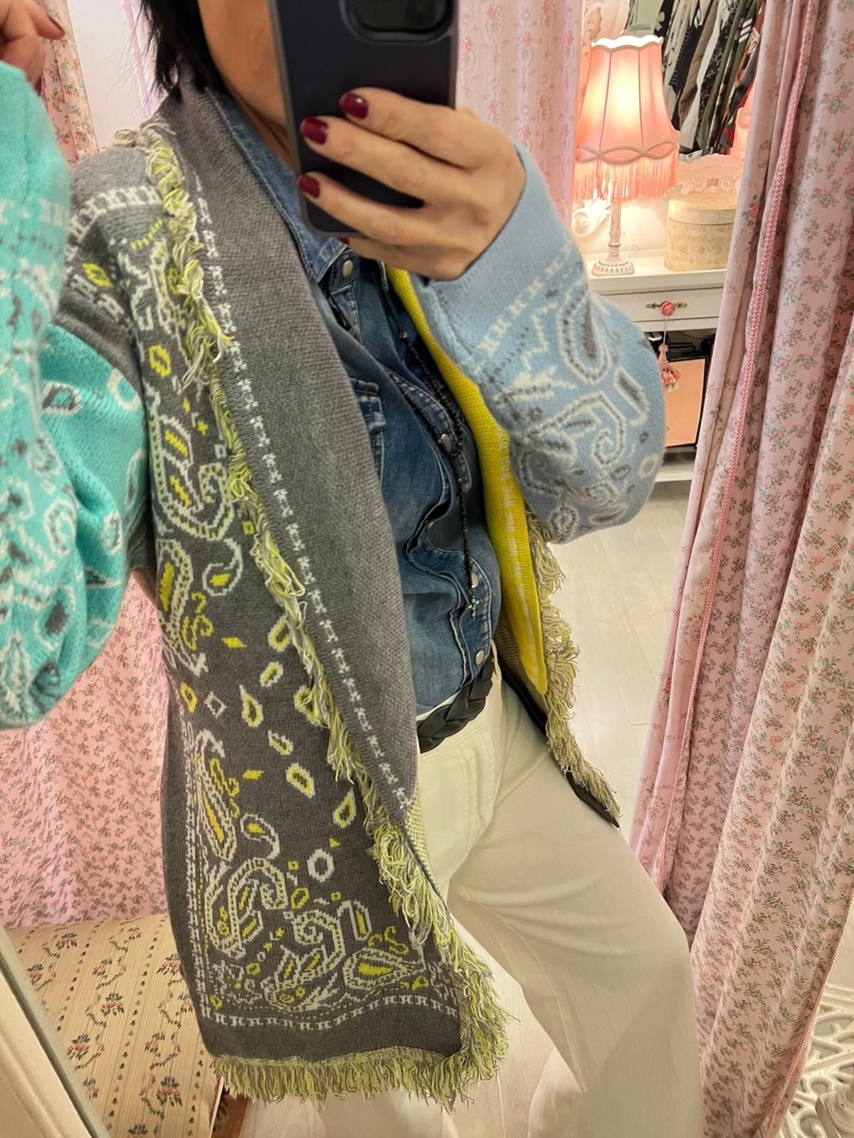 Cardigan Bandana giallo e azzurro - Carlo Deni