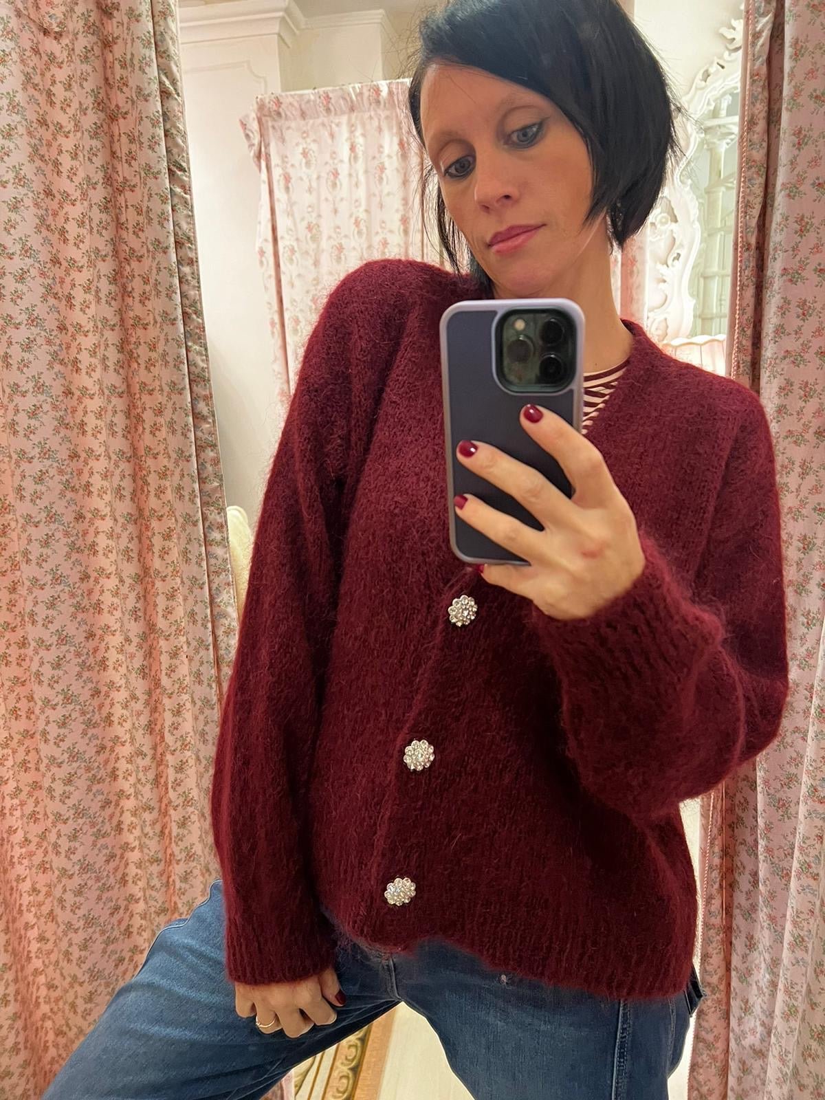 Cardigan Gioiello bordeaux - Carlo Deni