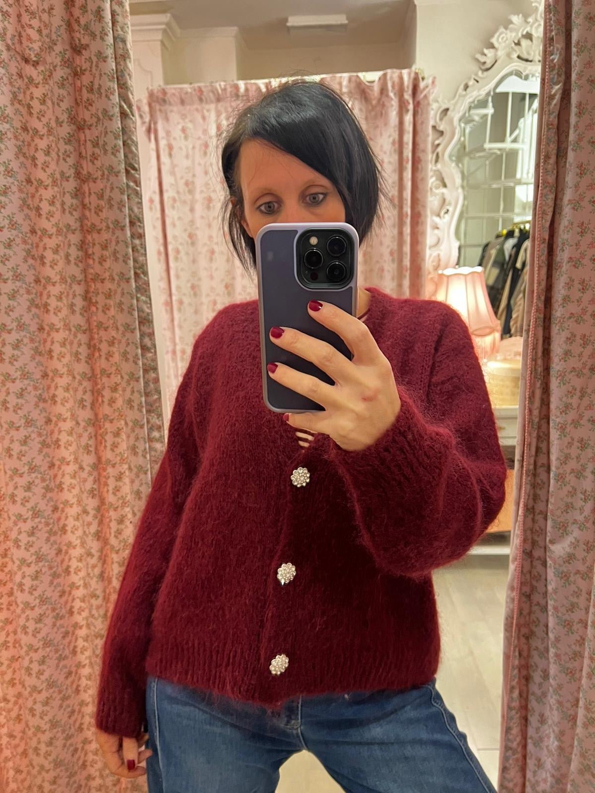 Cardigan Gioiello bordeaux - Carlo Deni