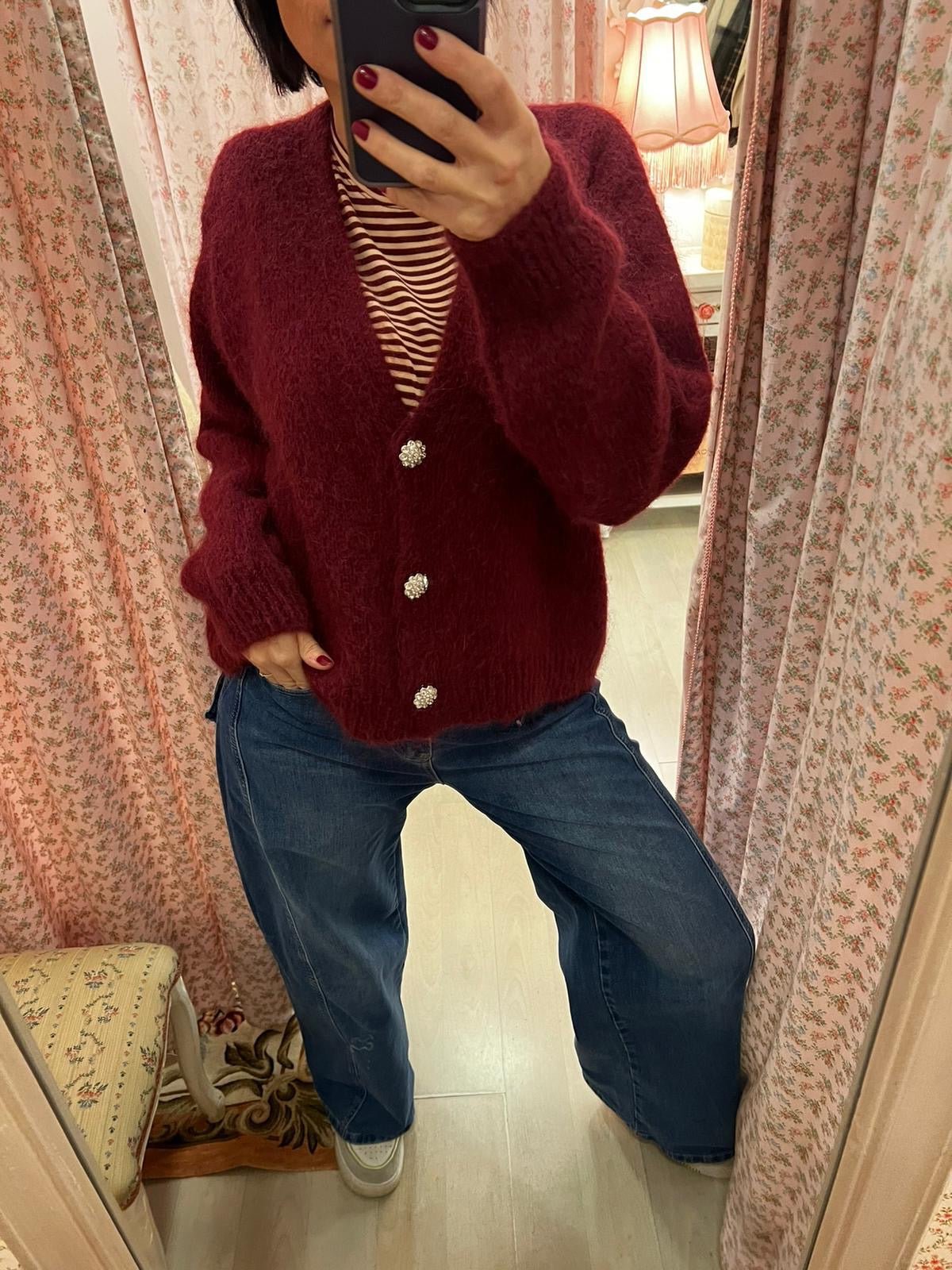 Cardigan Gioiello bordeaux - Carlo Deni