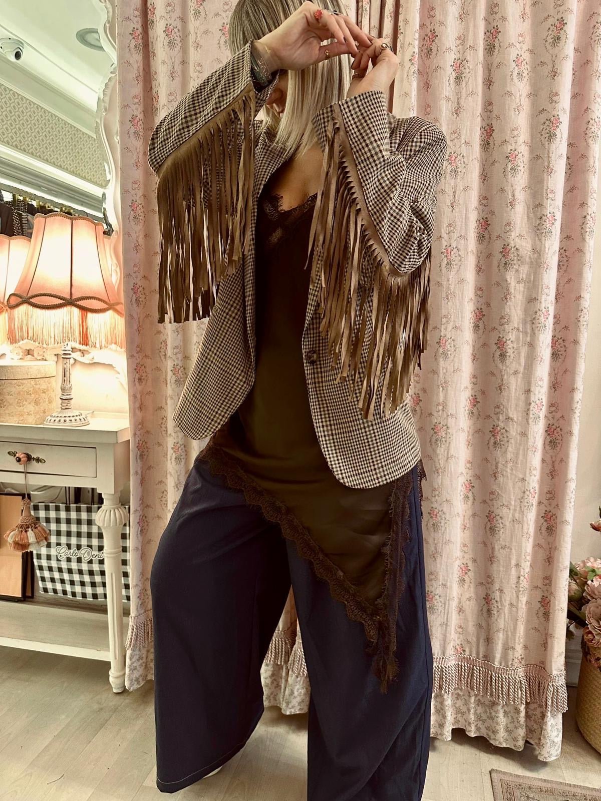 Giacca Frange in tartan - Carlo Deni