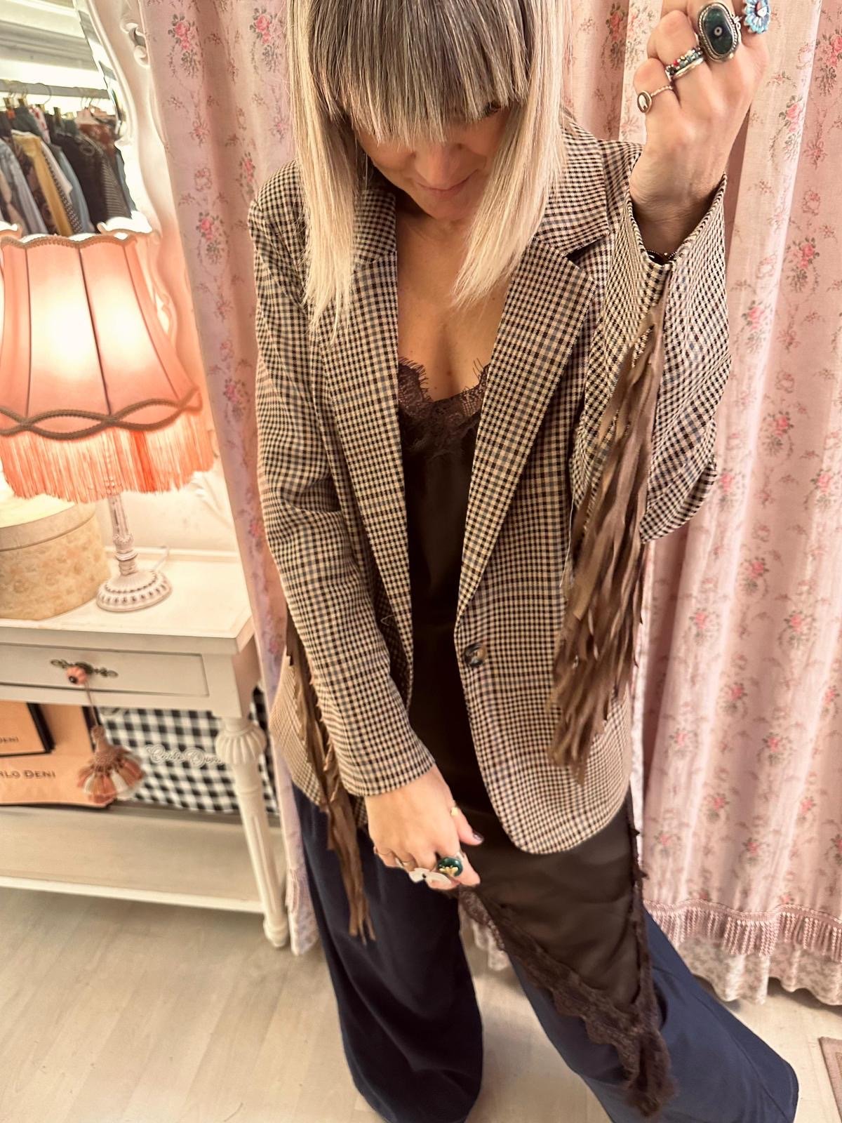 Giacca Frange in tartan - Carlo Deni